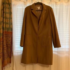 J Crew wool trench coat camel color